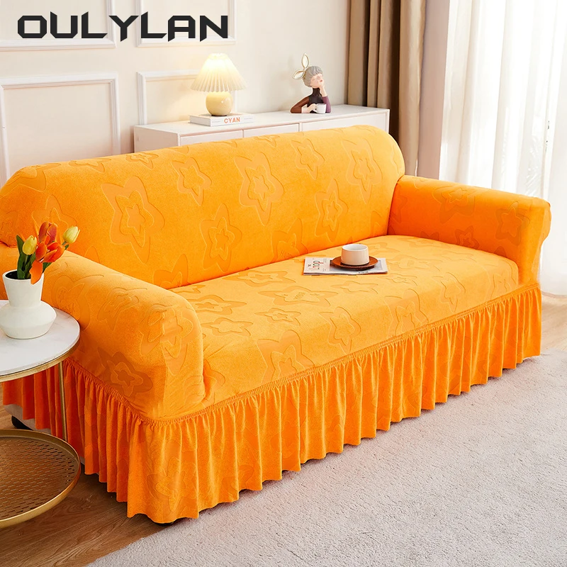 1/2/3/4 Seater Slipcover High Skirt Jacquard Sofa Cover Stretch Couch Cover Thick Corner Sofa Protector Corner Couch Covers