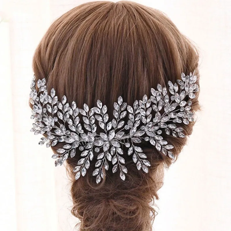 Delicate Silver Color Rhinestone Bridal Hair Piece Bing Comb Handmade Women Wedding Prom Headpiece Hair Crown