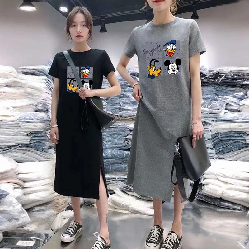 Hello Mickey Kawaii Women's T-shirt Fashion New 90s Retro Cartoon Minnie Disney Top Y2K Women's Oversized Maternity and Baby Nig