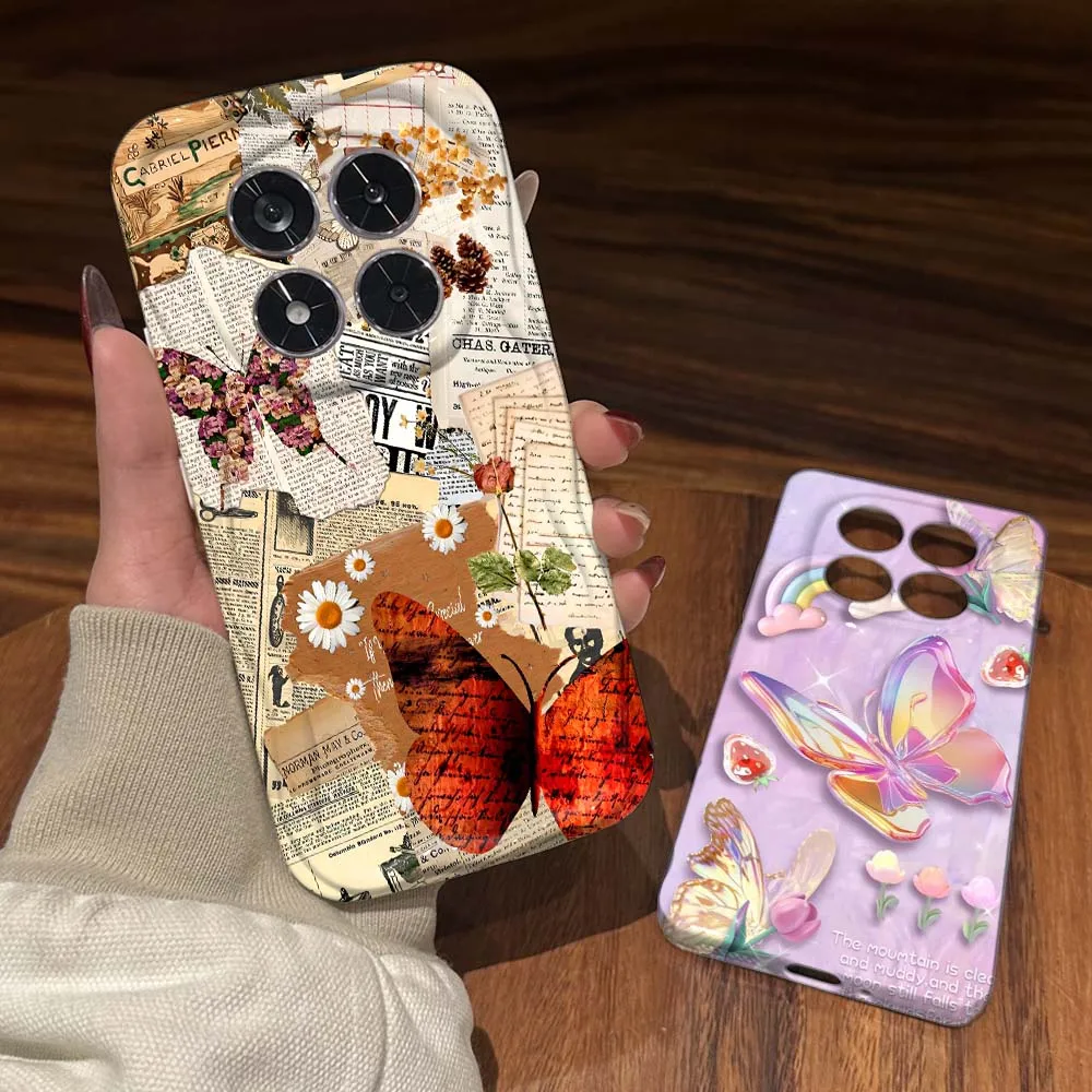 

Dreamy Butterfly Pattern Cover For Redmi Note 15 14 13 12 12S 12T 11 11T 11S 10 10S SE Pro Plus 4G 5G Feilin Wave Oil Shell