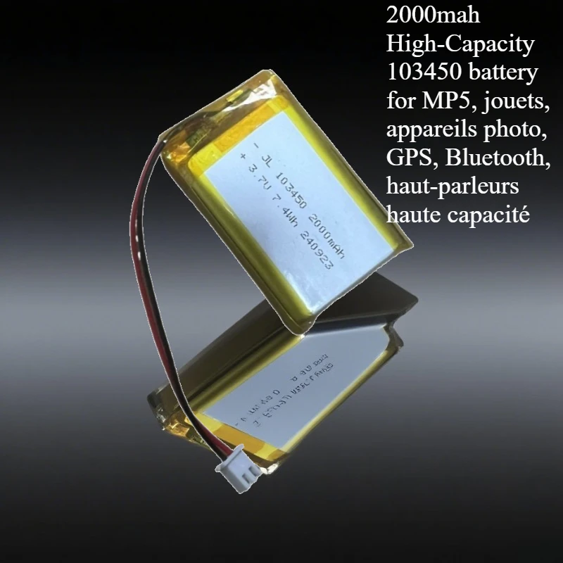 2000mah High-Capacity 103450 battery for MP5, jouets, appareils photo, GPS, Bluetooth, haut-parleurs haute capacité