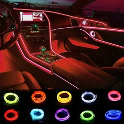 Auto Interieur Led Neon Strip Decoratieve Lamp 1/2/3/5M Sfeer Koud Licht Auto Verlichting Omgevingslichten Auto Bedrading Neon Strip