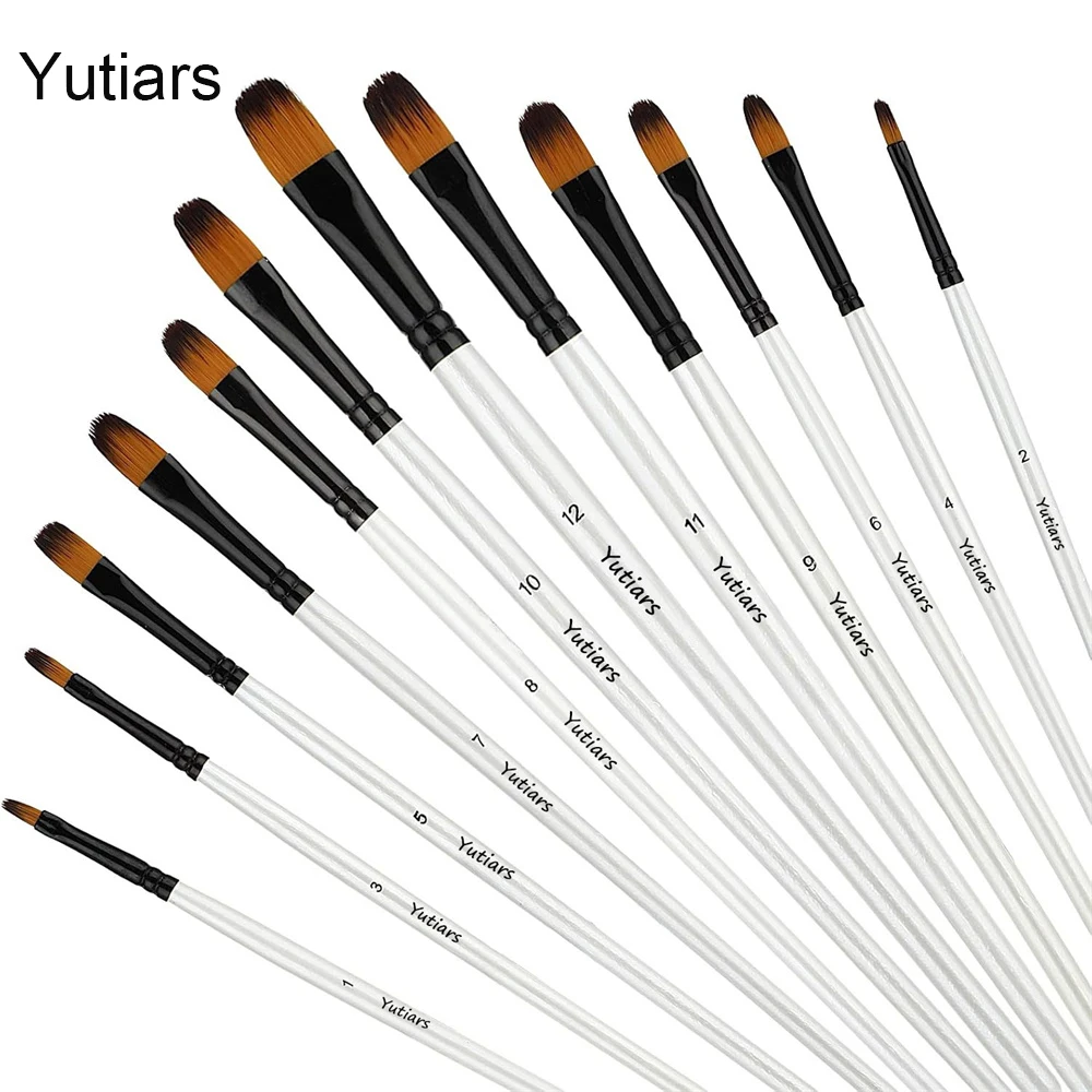 12 stücke Fältester Pinsel Set Synthetische Nylon Spitze Künstler Pinsel Für Acryl Öl Aquarell Gouache Künstler Professionelle Malerei