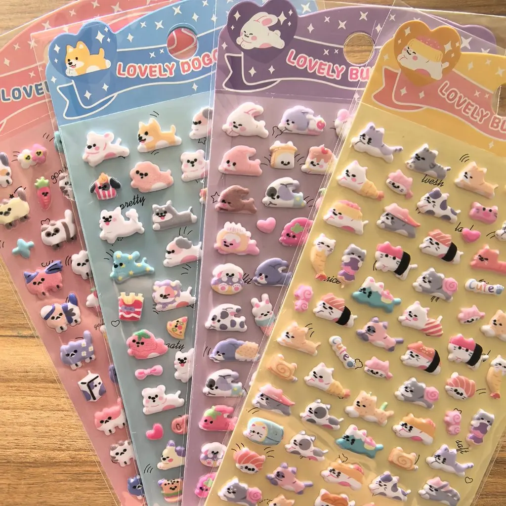 

4-Pack Cute Animal Family Themed 3D Stickers Vibrant Decor Embellishments for Water Bottles Stationery LanLanStickersWorld Store