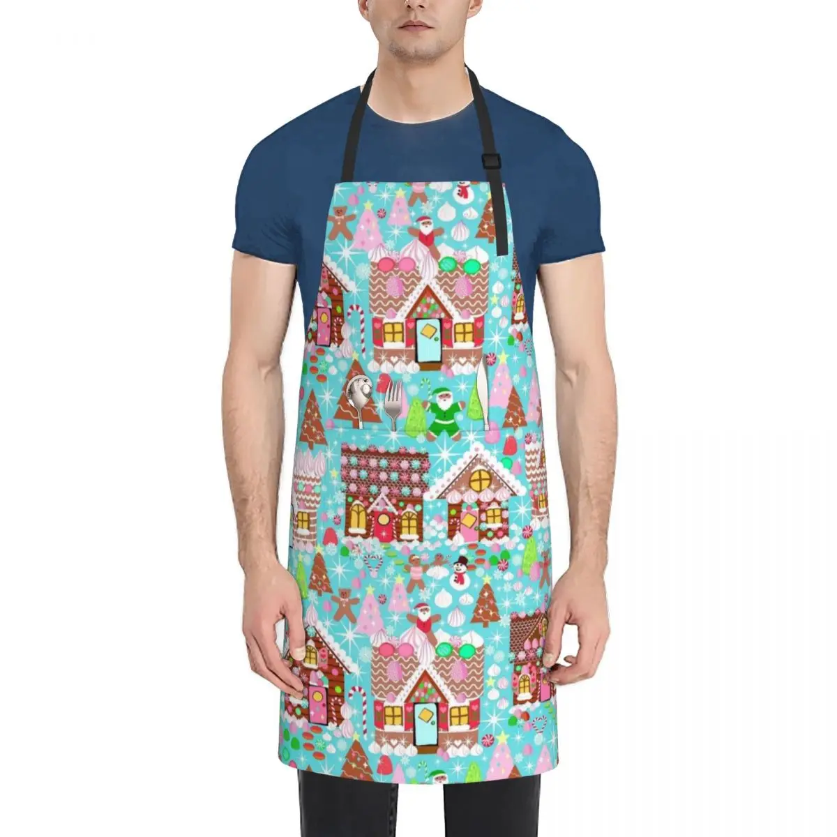 Christmas Gingerbread House, Holiday Village Apron kitchen clothes Waterproof Kitchen Woman Apron