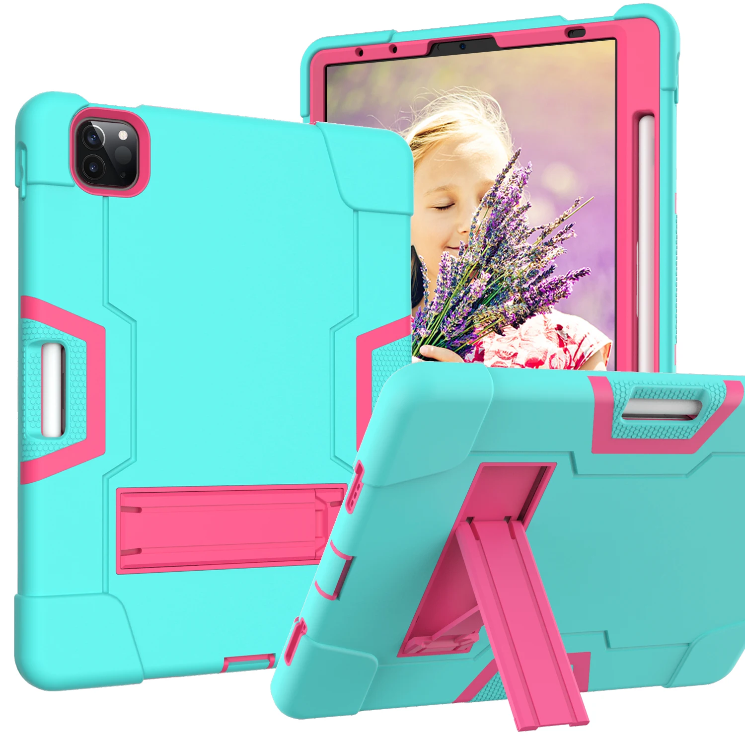 

Rugged Kickstand Case For iPad Pro 11 2018-2022 1st 2nd 3rd 4th Gen Air 4 2020 Air 5 2022 PC Silicone Anti-Slip Cover Shockproof