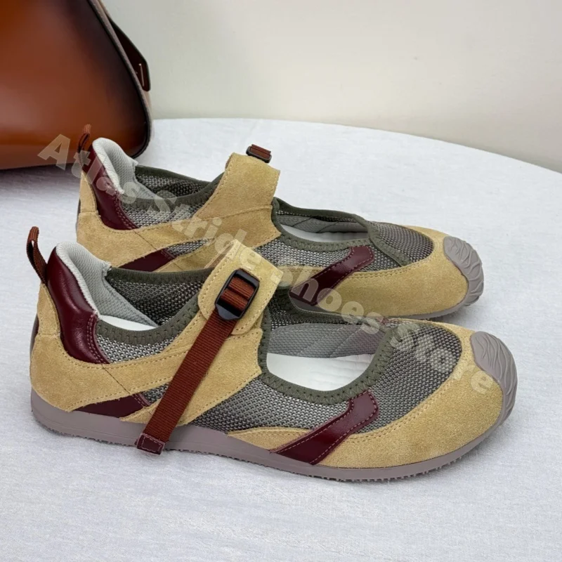 

Breathable Mesh Mary Jane Casual Shoes Adjustable Strap Soft Sole Non Slip Lightweight Retro Walking Shoes Outdoor Daily Shoes