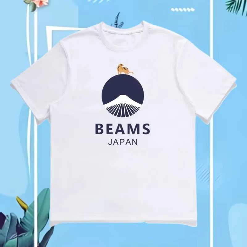 

2025 Summer High Quality Animal Mount Printed Beam Fashion Women Casual Loose Round Neck Short Sleeve Unisex Beam Japan