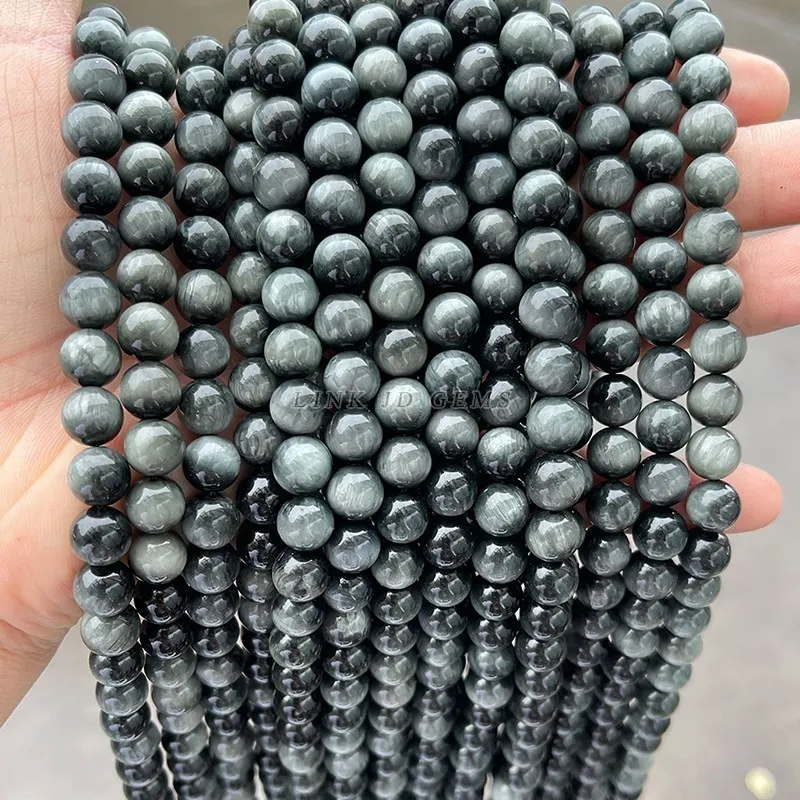 Perles rondes en œil d'aigle, pierres naturelles de qualité 5A, taille au choix 6 8 10 12mm, pour la fabrication de bijoux, collier et Bracelet à faire soi-même