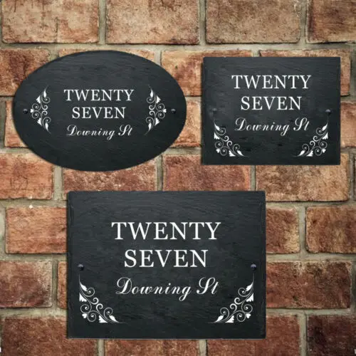 

Personalised Slate Plaque Door Number Plaques Custom House Gate Signs UV Printed