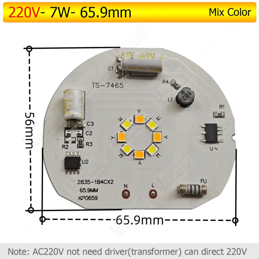 Imagem -03 - Driverless Led Pcb com Smd Integrado ic Driver Luz de Rastreamento Downlight Led Direto 3w 5w 9w ac 220v 10 Pcs