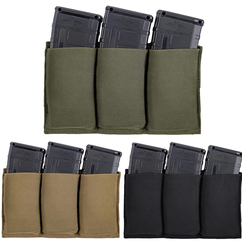 5.56 7.62 Triple Mag Pouch Elastic Molle Double Magazine Pouch M4/M16/AR/AK Magazine Carrier for Tactical Vest/Range Training