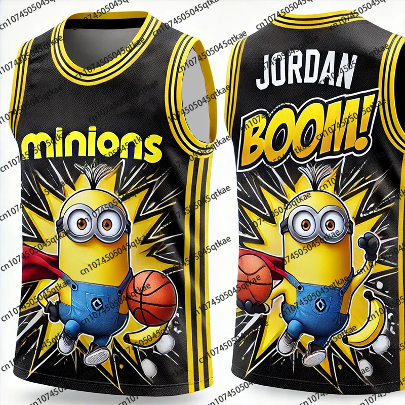 طبعة خاصة GPT Minions & Jordan No.23 سترة كرة السلة التي شيرت التجفيف السريع بلا أكمام جيرسي المتضخم الرياضة طفل/الكبار سترة