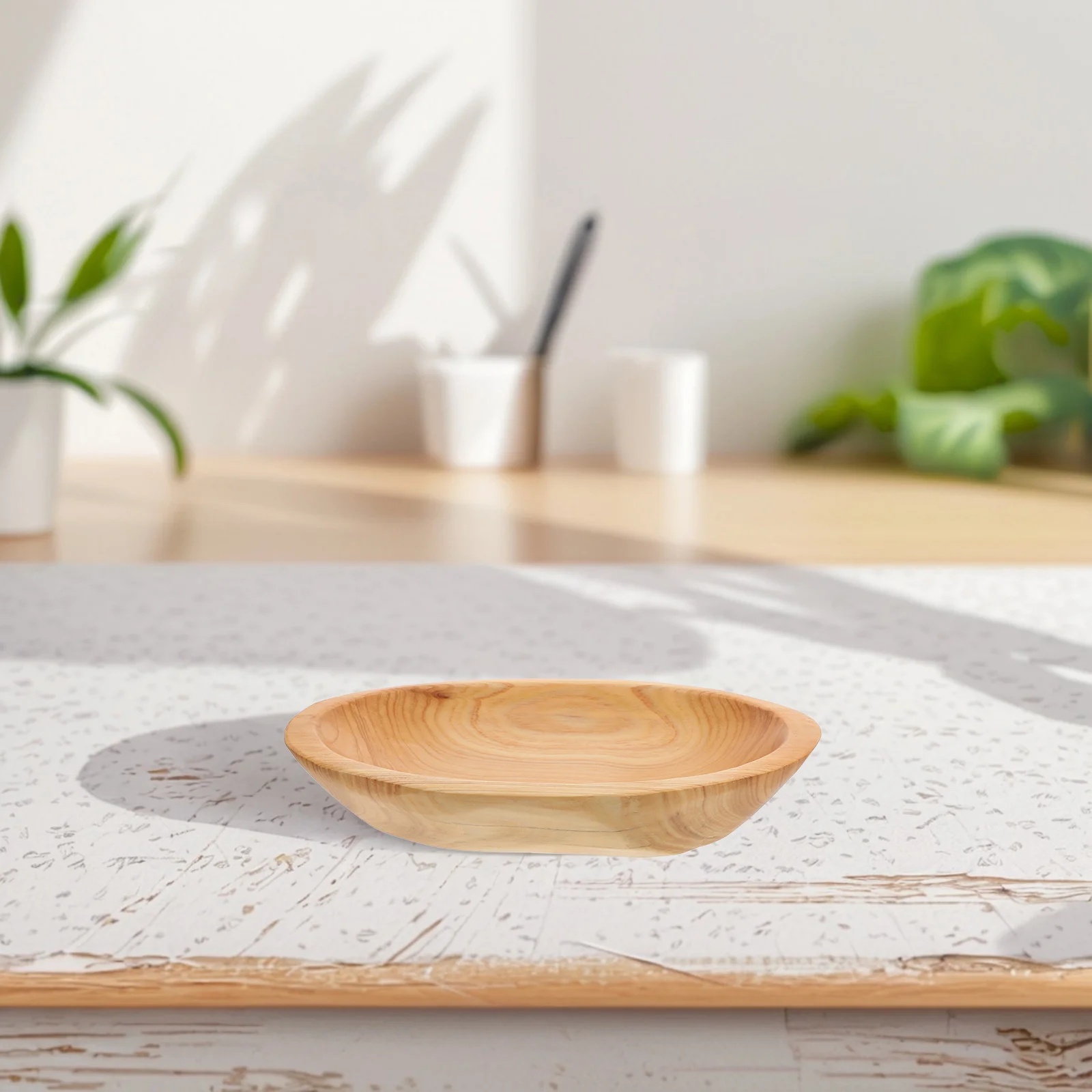 

Solid Wood Fruit Tray Wooden Snack Plate Oval Shape Smooth Polishing Food Serving Tray Decorative Kitchen Living Room