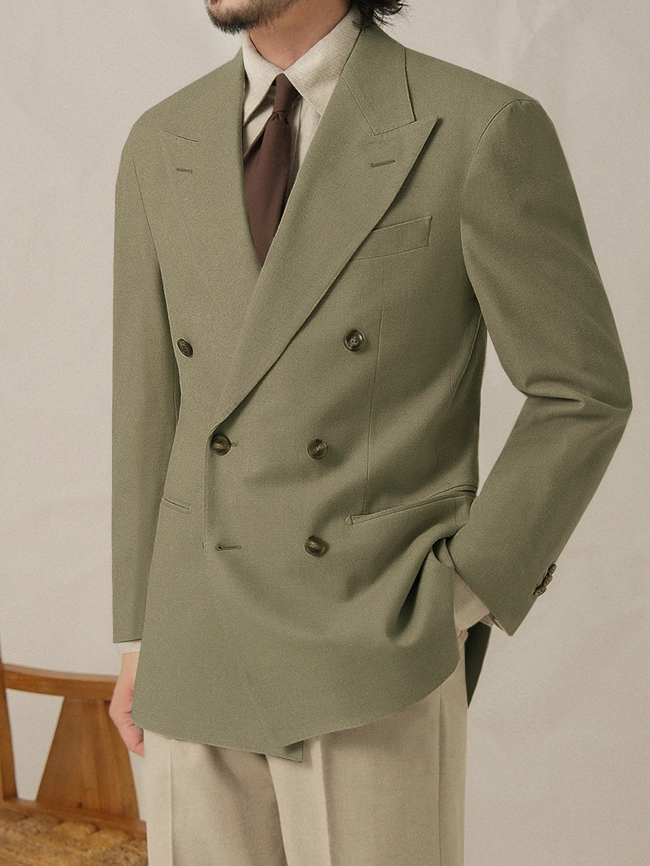 ‌ Chaqueta de estilo italiano británico neápolita para hombre Otoño Invierno nueva llegada Casual elegante traje cómodo abrigo con bolsillo con botones