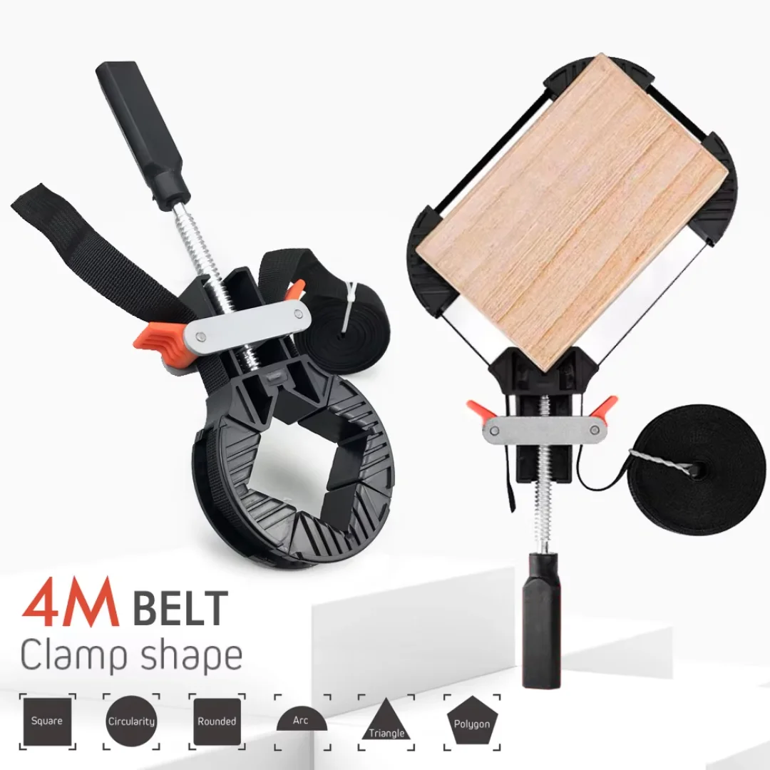 Quick Adjustable Belt Clamp Tool,90 Degree Right Angle Band Clamp with 4M Nylon Strap,DIY Project & Home Repair,Winter Gift Idea