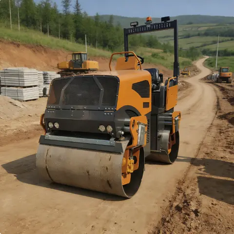 Asphalt Road Roller 1 Ton Vibratory Roller Compactor Double Drum Hydraulic Ride-on Compaction Machine For Driveway Repair Tool