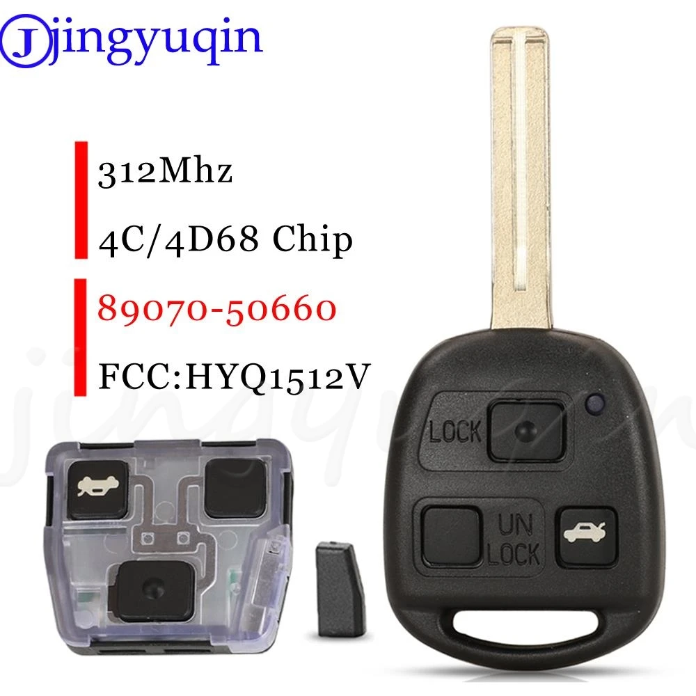 Jingyuqin 3 Buttons Remote Key HYQ1512V 312Mhz 4C/4D68 Chip For Lexus IS300 GS300 GS430 1998-2005 US Auto Key FOB