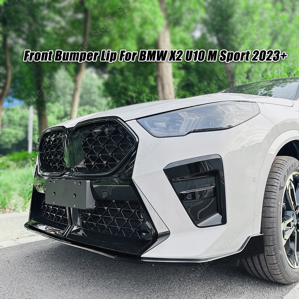 

For BMW X2 U10 M Sport 2023+ Front Bumper Lip Spoiler Splitter Diffuser Body Guard Kits Tuning Gloss Black/Carbon Look ABS