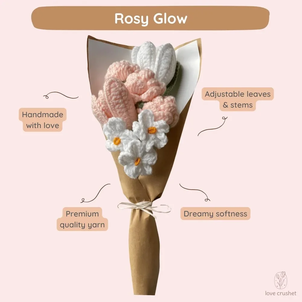 بطانية باقة زهور كروشيه مصنوعة يدويًا، توليب كروشيه، باقة زهور محفوظة، هدايا للمعلمين للنساء، زهرة التخرج