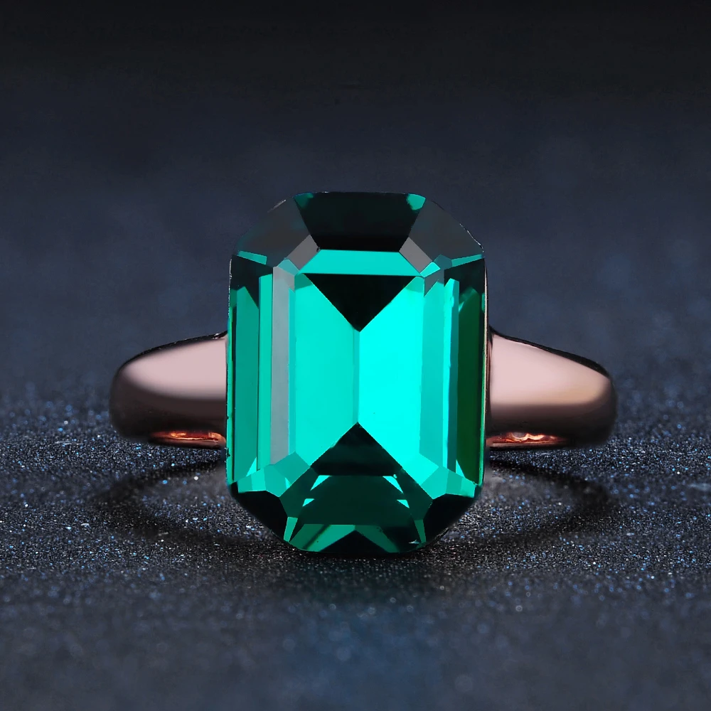 Green Big Crystal Elegant Finger Ring HotSale Rose Gold Color Fashion Brand Red Crystal Jewelry For Women anel DFR276