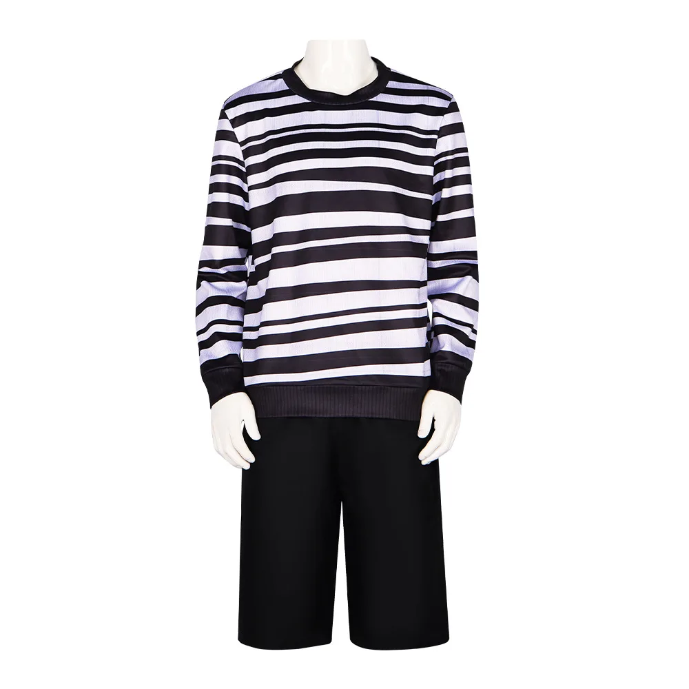 Venerdì fratello più giovane Cosplay Pugsley Addams Costume Cosplay Top a righe pantaloni abiti Costume da festa di carnevale per uomo ragazzi