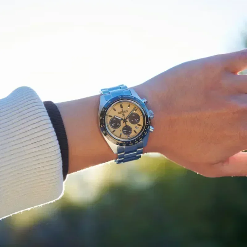 ساعة Seiko الأصلية سلسلة الباندا ثلاثة إبرة العين الهاتفي التقويم مقاوم للماء الفولاذ المقاوم للصدأ ساعة رجالية ساعات المعصم الرقمية