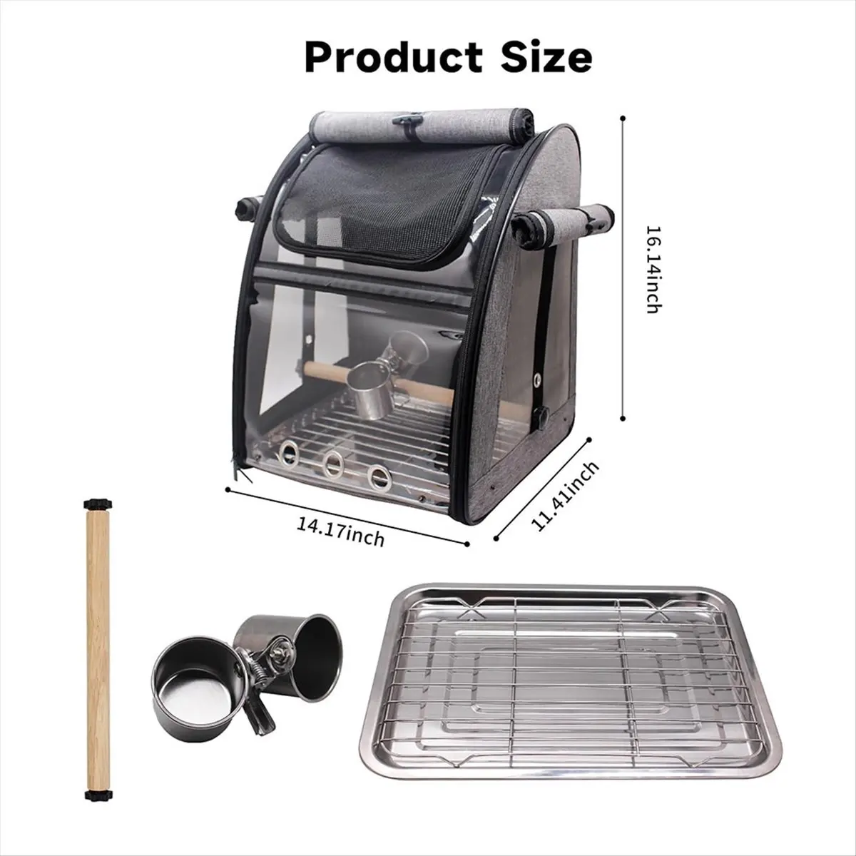 2026 Trend Bird Carrier Bag with Perch, Bird Travel Carrier Backpack with Stainless Steel Plate and Mesh, Portable Transparent