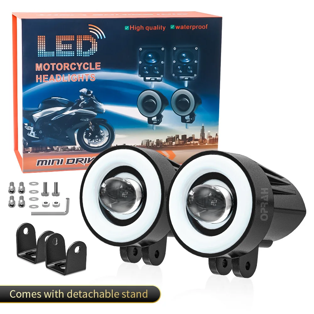 

Motorcycle Laser LED Lens Spotlights Dual-color High Low Beam External Headlight Auxiliary Fog Lamp Moto Driving Lamp Headlamp