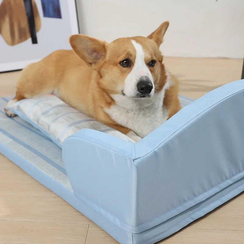 Dog Kennel for All Seasons Summer Pet Cool Bed Pet Sofa Cool Mat Supplies Summer Dog Bed Removable and Washable Non-stick Hair