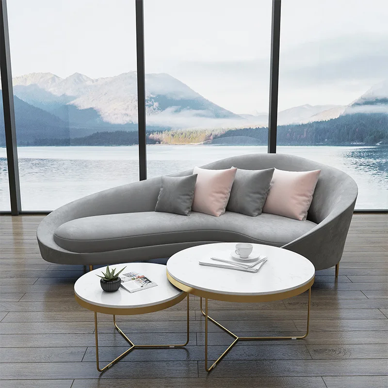 

Elegant Soft Velvet Sofa with Iron Frame Modern Wide Curved Armrest Living Room Couch Comfy Interior Decor Sofas for Home Office