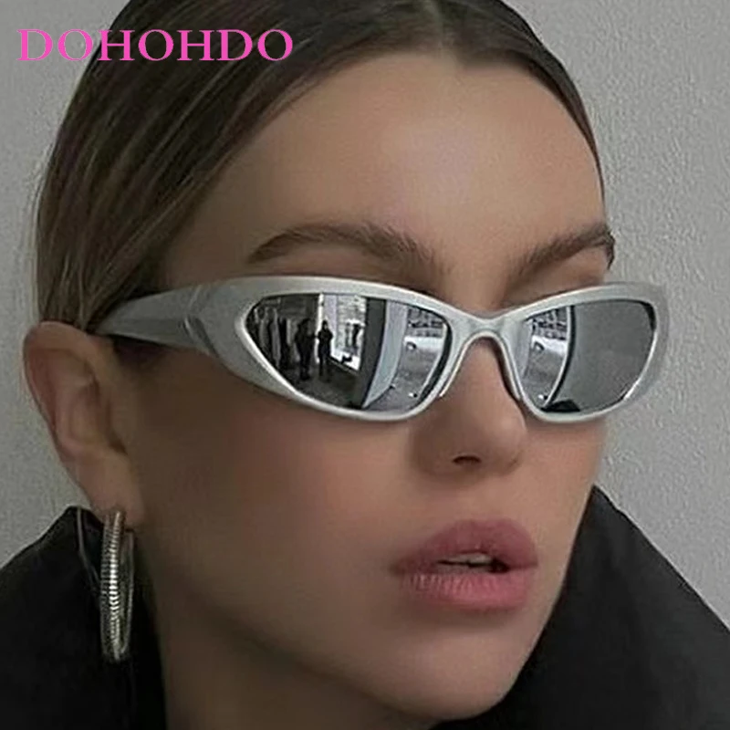 

DOHOHDO New Cycling Sports Steampunk Sunglasses Women Punk Goggle Designer Sun Glasses Men Silver Mirror Shades Fashion UV400