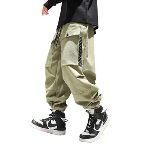 Spring and Autumn Trendy Brand High Street Loose and Versatile Pocket Work Pants Men's Handsome Casual Pants Trendy