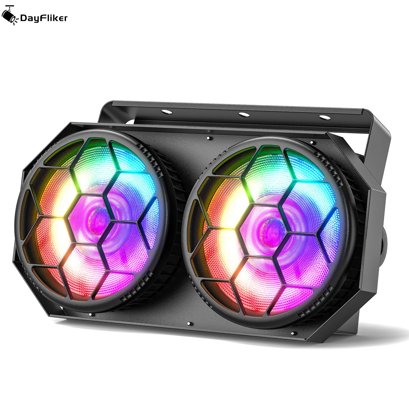 

DayFlicker 260W Dual-color COB LED Par Lights 2-eyes RGB LED Audience Lights DMX512 Stage Lights For DJ Disco Wedding Party Show