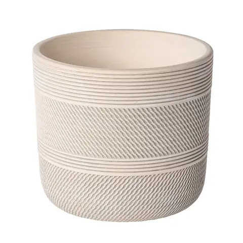 8" x 8" x 7.2" Round White Ceramic Tye Plant Planter