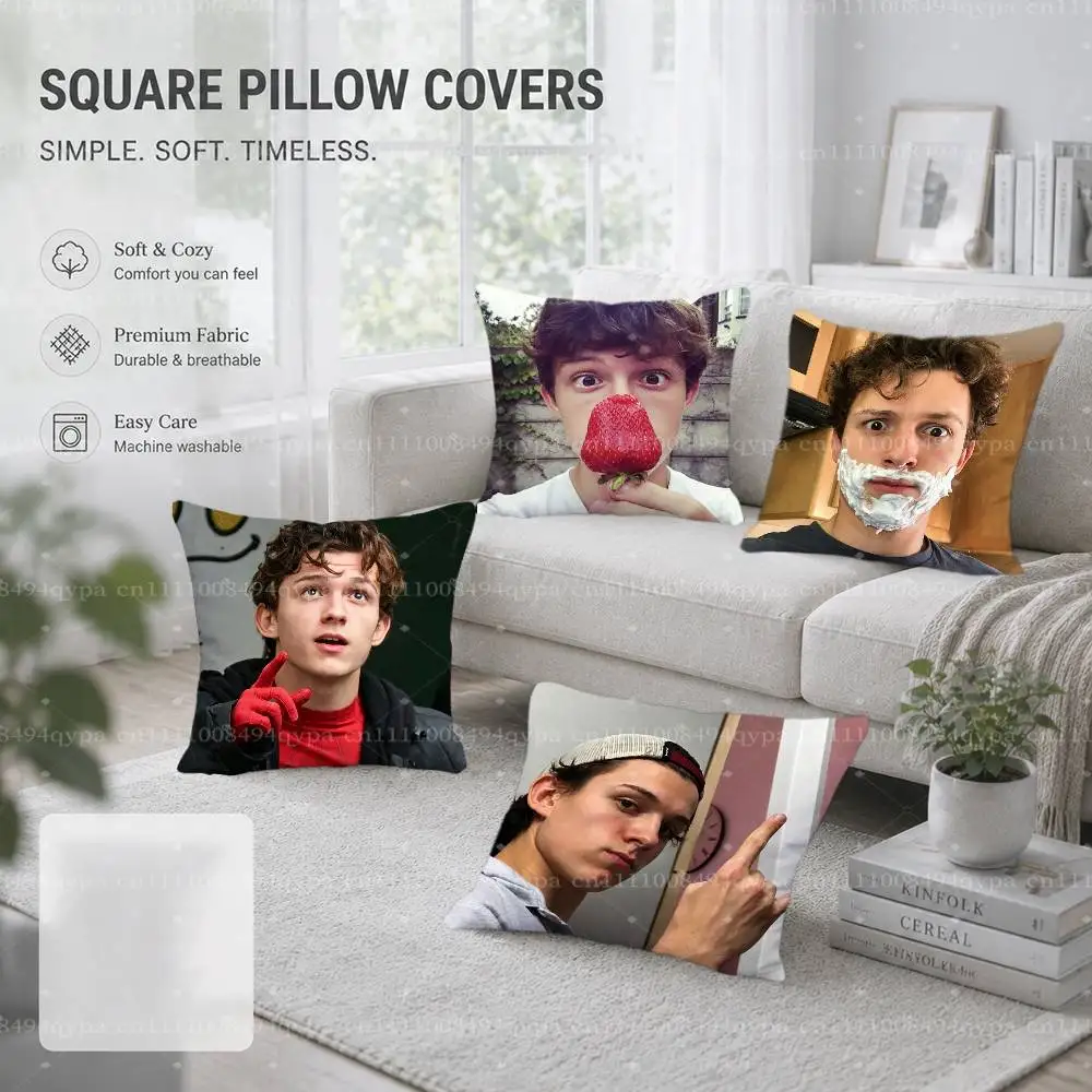 T-Tom Holland Actor Throw Pillow Case Pillowcase Cover Living Room Couch Cushion Case Home Decor