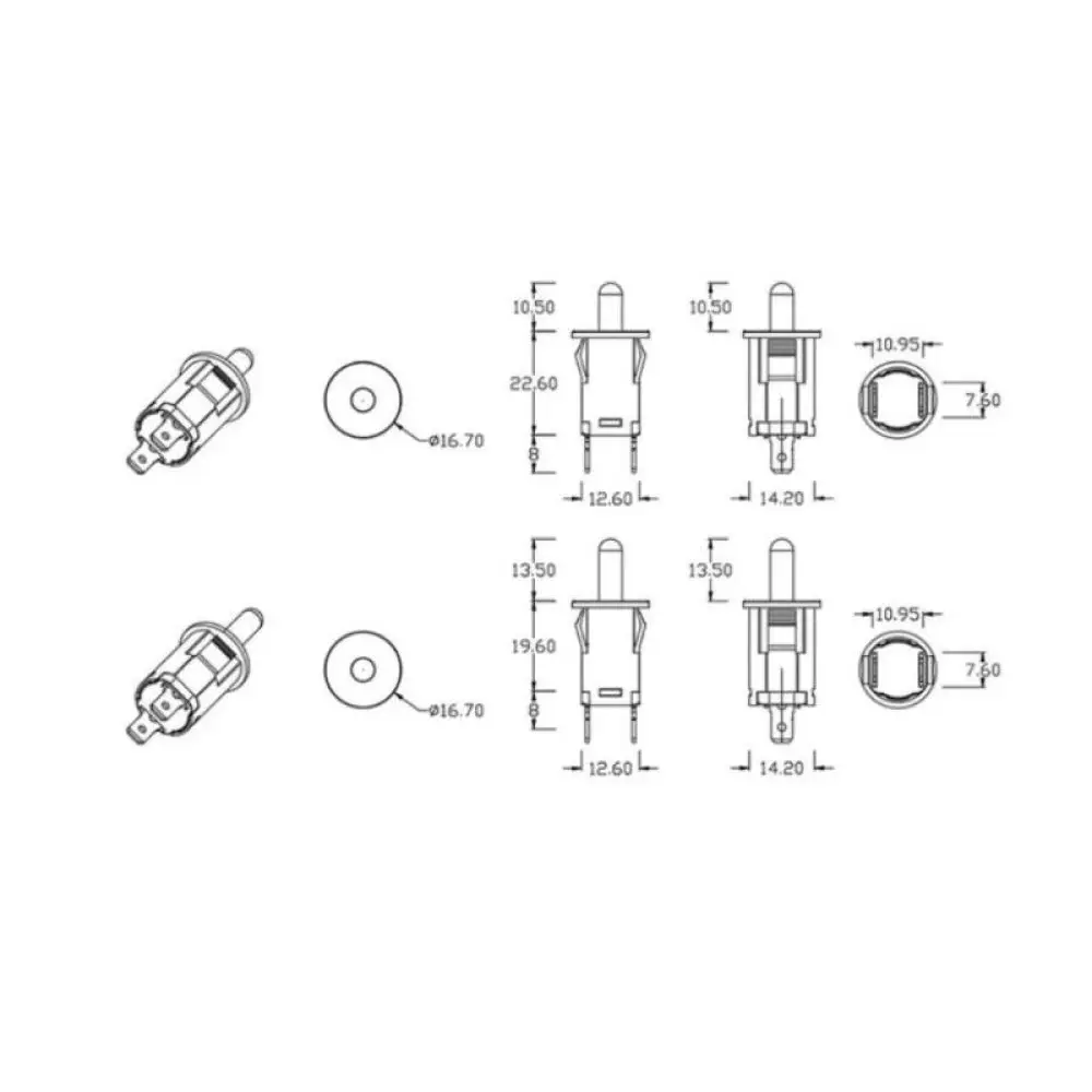 KA5 Cabinet Door Light Switch For Kitchen Cupboard Fridge Automatic Sensor Reset Push Button Replacement Part 12mm 14mm 20mm