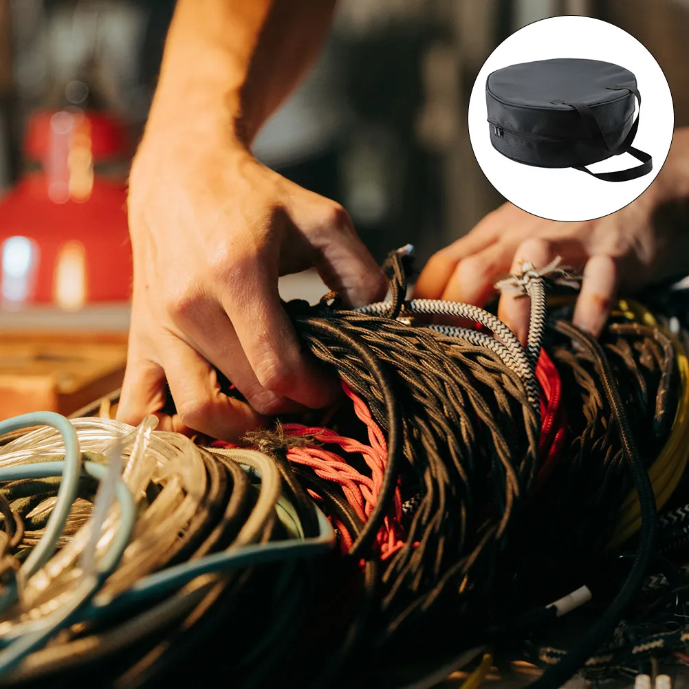 1-個ケーブルバッグ耐摩耗性オックスフォード布ツール収納ポーチ電線オーガナイザーポータブルコード電源ケーブルホルダー