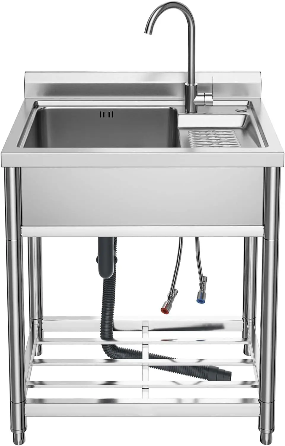 Stainless steel practical sink Independent laundry sink with washing board Thickened version with bracket Export quality