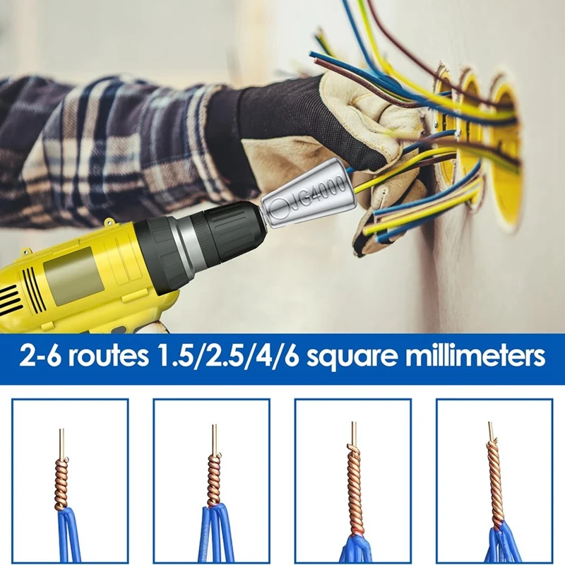 3 Pcs Wire Twisting Tool, 6Mm Hex Shank Cable Wire Stripper For Drill, 2-6 Ways, Stripping And Twistwire Cable, Durable