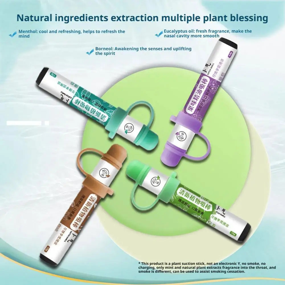 Tragbarer Kräuter-Inhalationsstift 4 Geschmacksrichtungen Menthol Eukalyptus Borneol Frischer Atem Kühlendes Aroma für Arbeit Studium Reisen Alltag – Detail 12