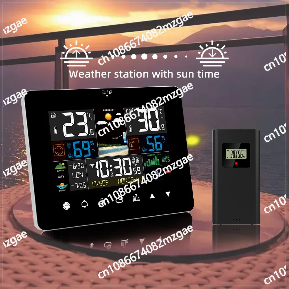 

Сенсорные часы с цветным экраном, 3362G, термогигрометр с радиочастотным датчиком, прогноз погоды, часы с драпировкой, метеостанция