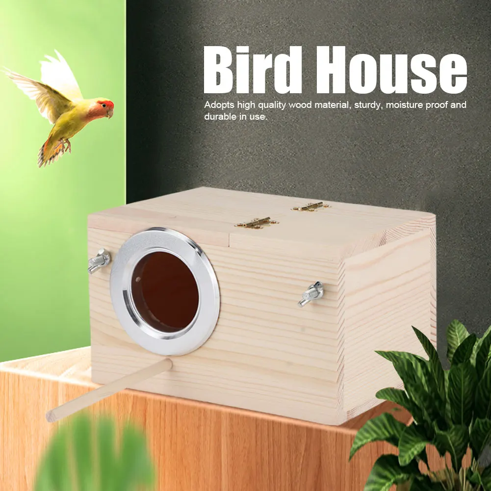 Wood Bird House Nest Birds Breeding Box Bird Parrot Breeding Decorative Cages Pet Accessories Home Balcony Decoration