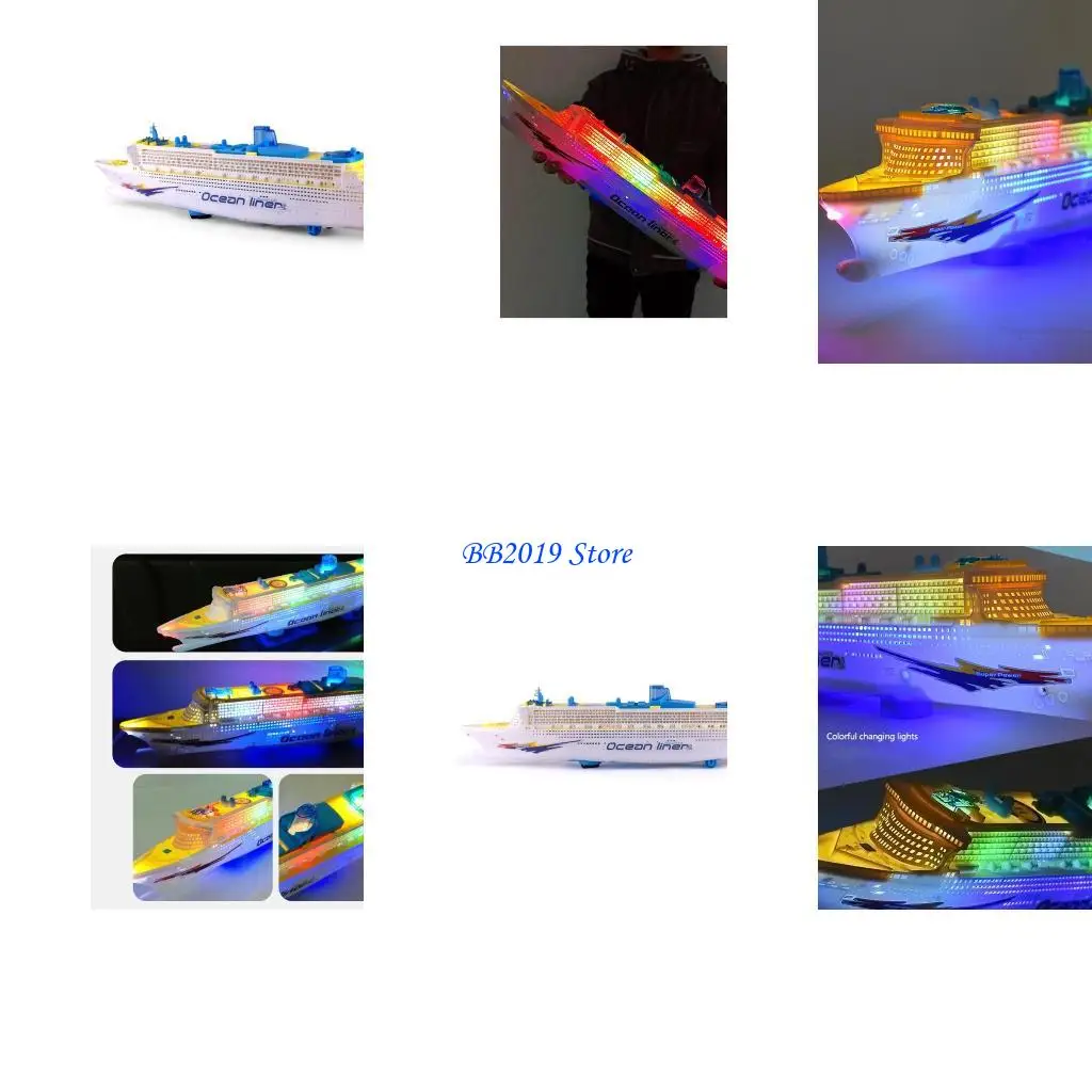 Q0KB Glowing Ship Vessel Model Boat Toy Speedboat Electric Cruise Kids Birthday