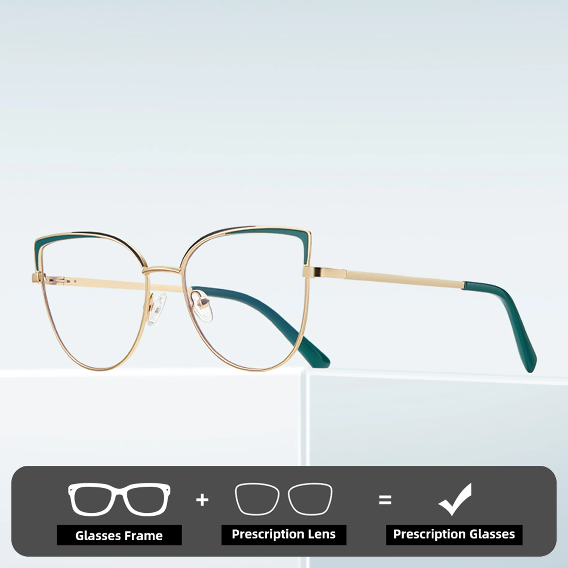 

Double Legend Vintage Metal Frame Classic Design Women's Eyewear Anti-Blue Light Myopia Reading Glasses Customizable Prescriptio