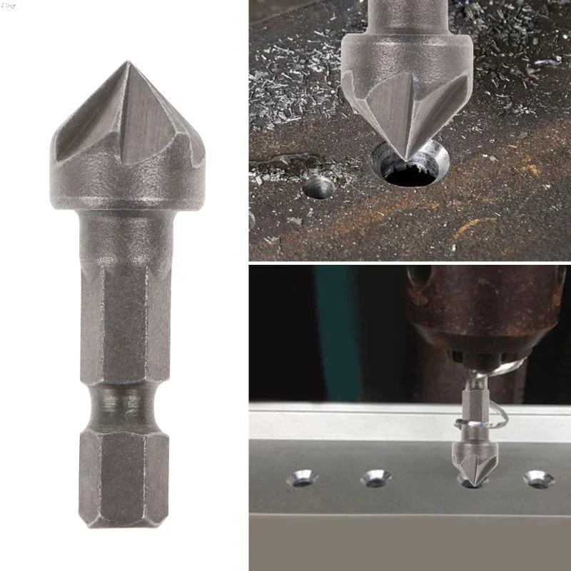 

90 Degree Countersink Drill Chamfer Bit 1/4" Hex Shank Carpentry Woodworking Angle Point Bevel Cutting Cutter Remove Bur