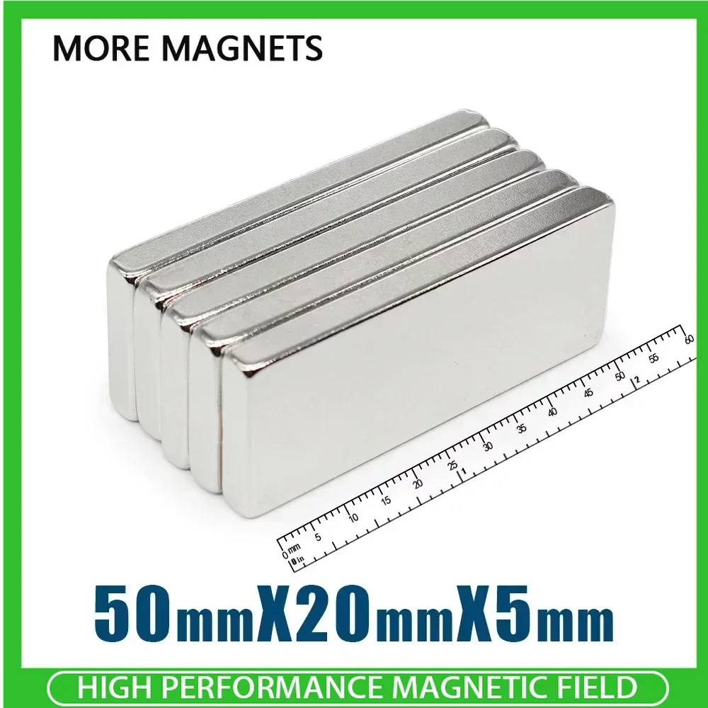 

1/2/5/10 шт. 50x20x5 мм мощные квадратные магниты N35 блок прямоугольный неодимовый магнит Постоянные Магниты