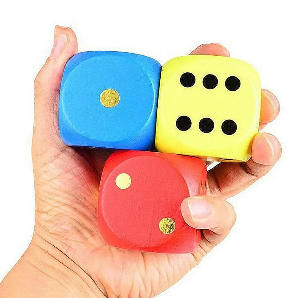 5cm 1pc Wooden Dice  6-Sided Game Chess Props Toy Big Color Dice Round Sieve Solid Wood Points  Entertainment