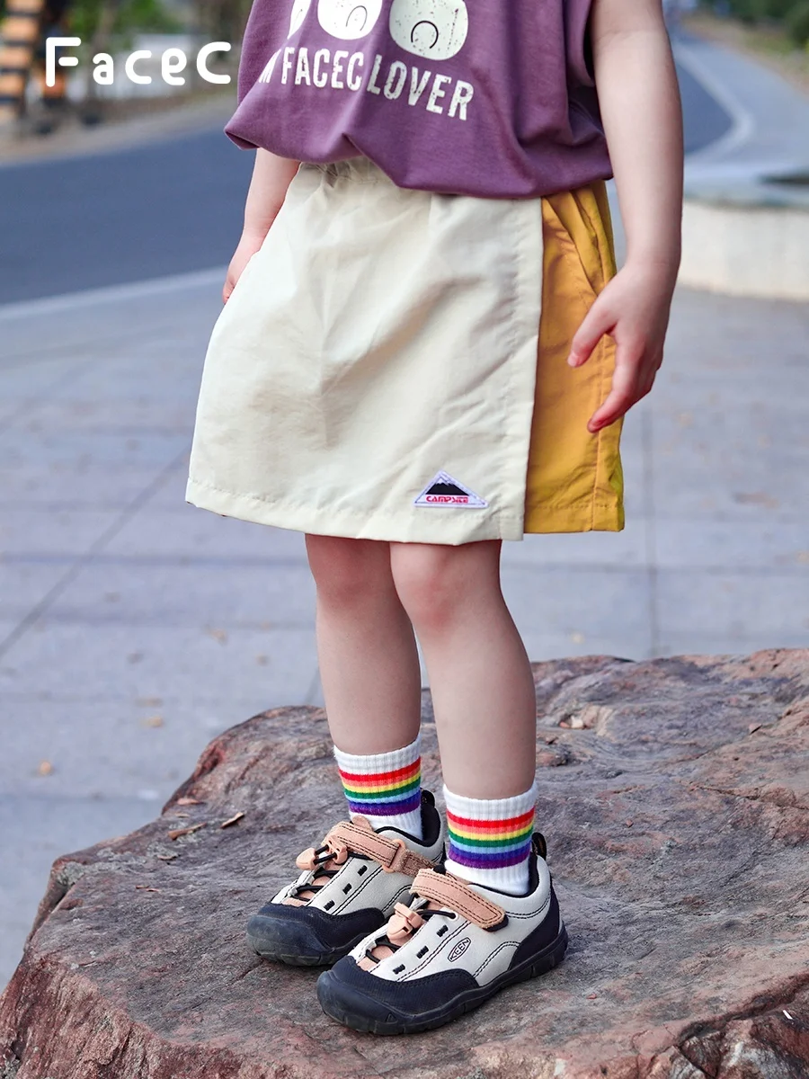 Quick Dry Outdoor Girls Shorts Children's Summer New Style FaceC Brand Nylon Fiber Personality Color Block  Skirt Pants