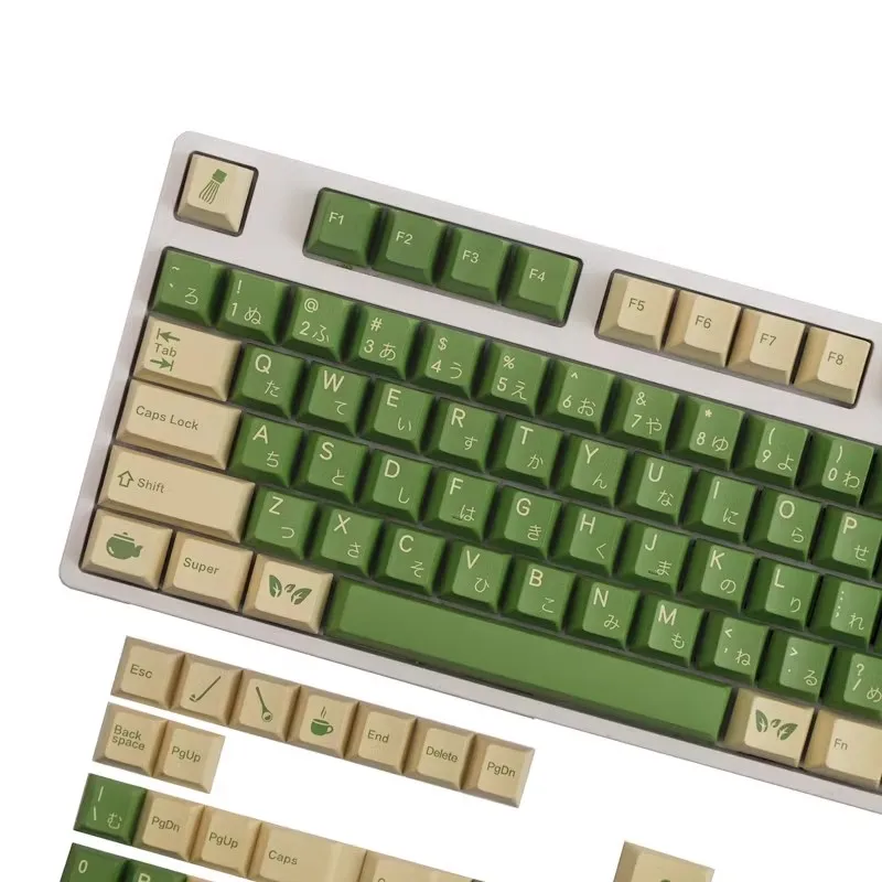 GMK Cream Matcha Keycap cherry Profile Keycaps PBT Double Shot Key Caps Set ISO Enter 7U Spacebar for Custom Mechanical Keyboard